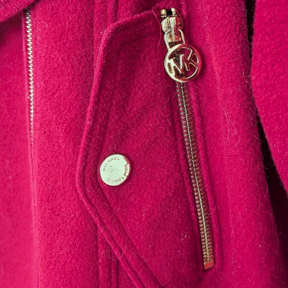 Michael Kors Women's Asymmetrical Belted Wool Blend 3/4 Coat Size PL Red - Picture 5 of 12